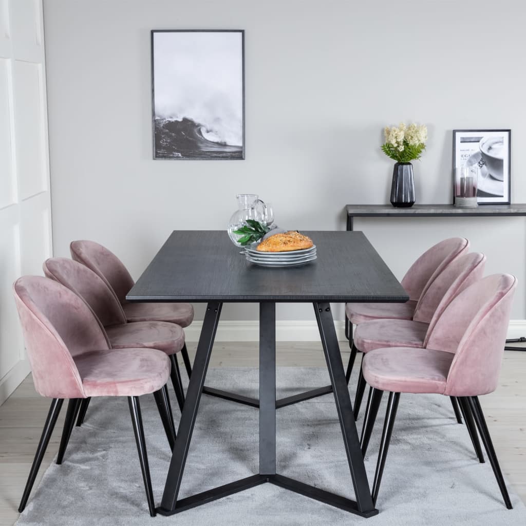 Venture Home Καρέκλες Τραπεζαρίας Velvet 2 τεμ Μαύρο/Σκ. Ροζ Βελούδο - Pakobazaar