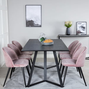 Venture Home Καρέκλες Τραπεζαρίας Velvet 2 τεμ Μαύρο/Σκ. Ροζ Βελούδο - Pakobazaar