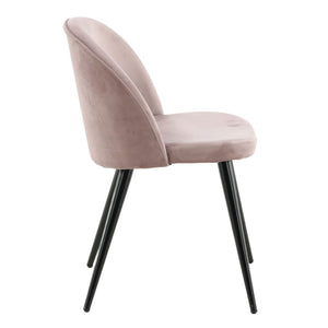 Venture Home Καρέκλες Τραπεζαρίας Velvet 2 τεμ Μαύρο/Σκ. Ροζ Βελούδο - Pakobazaar