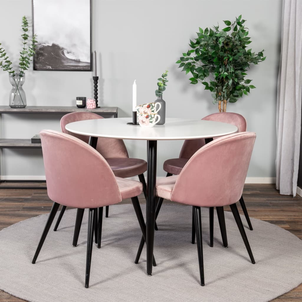 Venture Home Καρέκλες Τραπεζαρίας Velvet 2 τεμ Μαύρο/Σκ. Ροζ Βελούδο - Pakobazaar