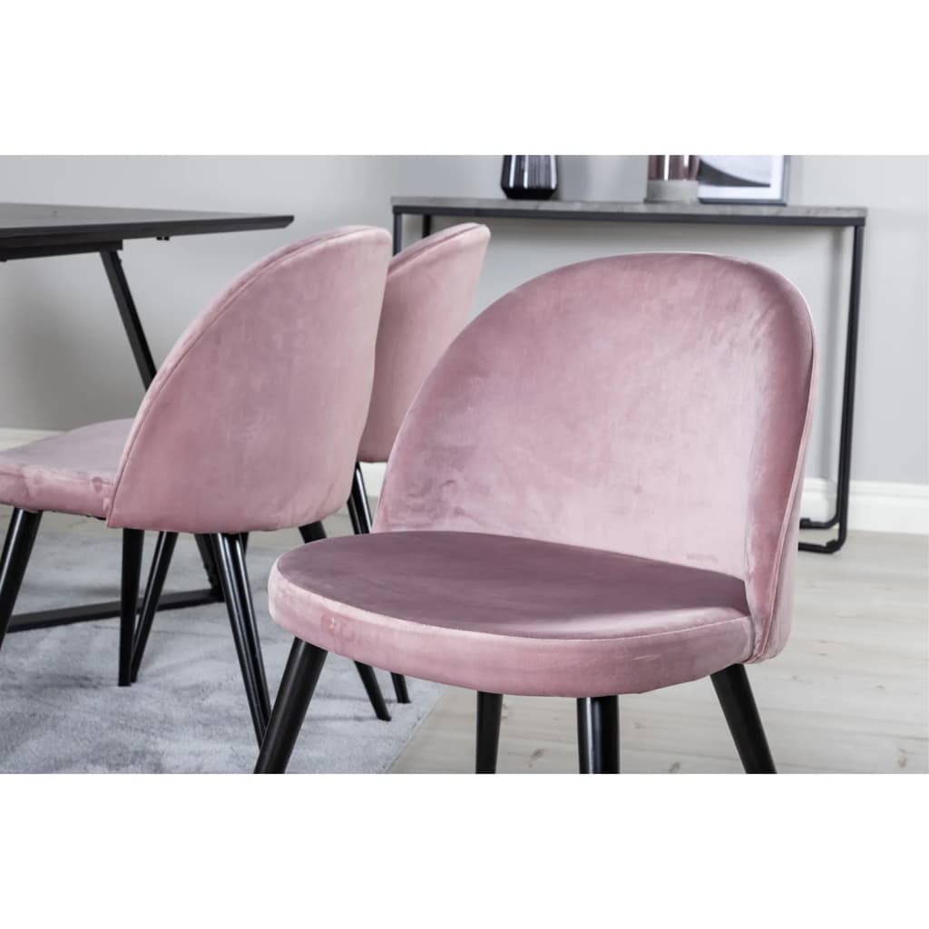 Venture Home Καρέκλες Τραπεζαρίας Velvet 2 τεμ Μαύρο/Σκ. Ροζ Βελούδο - Pakobazaar