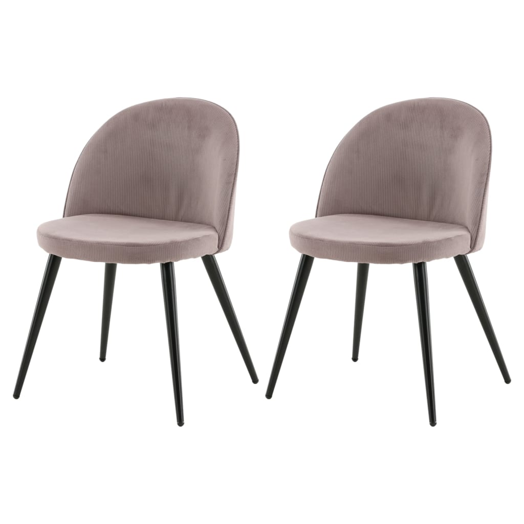 Venture Home Καρέκλες Τραπεζαρίας Velvet 2 τεμ. Μαύρο Κοτλέ/Σκούρο Ροζ