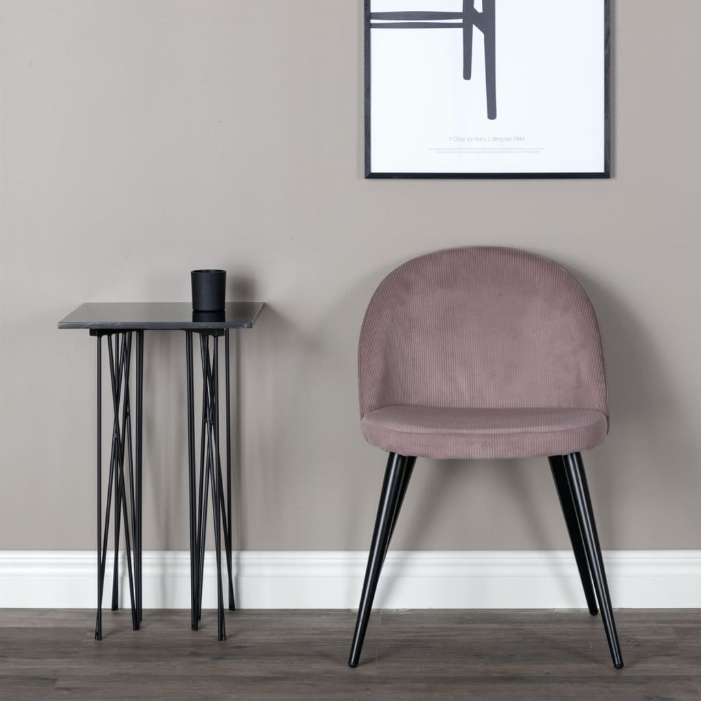 Venture Home Καρέκλες Τραπεζαρίας Velvet 2 τεμ. Μαύρο Κοτλέ/Σκούρο Ροζ