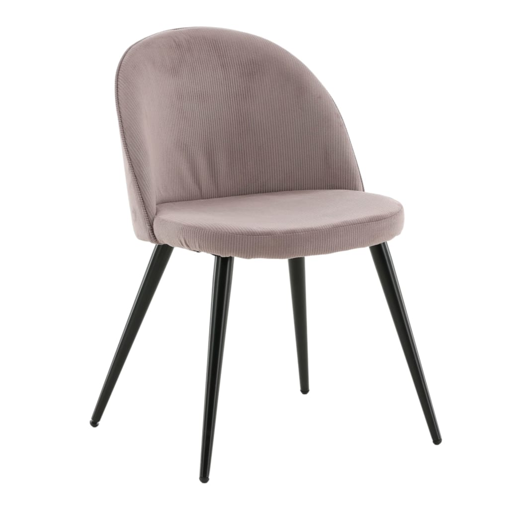 Venture Home Καρέκλες Τραπεζαρίας Velvet 2 τεμ. Μαύρο Κοτλέ/Σκούρο Ροζ