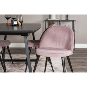 Venture Home Καρέκλες Τραπεζαρίας Velvet 2 τεμ. Μαύρο Κοτλέ/Σκούρο Ροζ