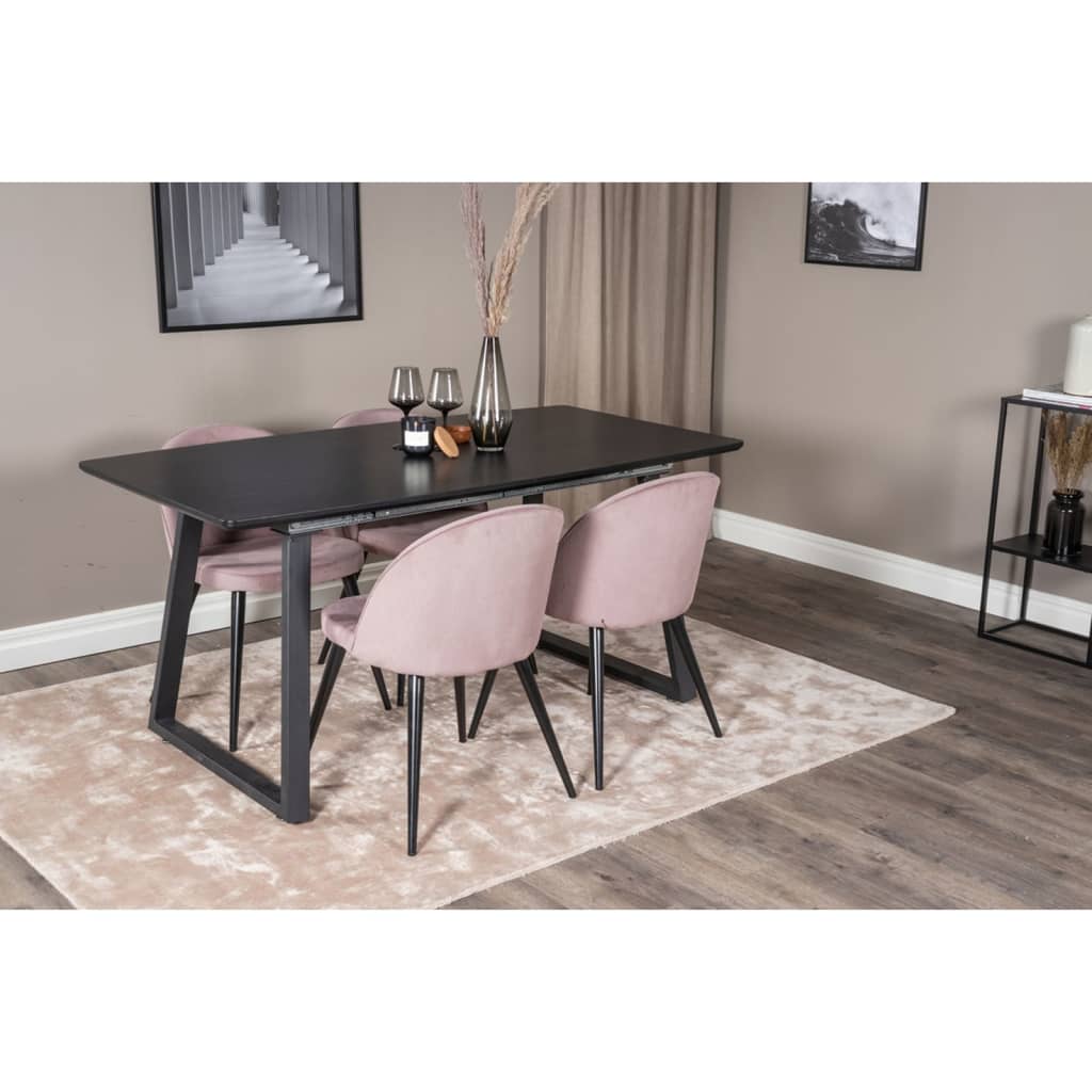 Venture Home Καρέκλες Τραπεζαρίας Velvet 2 τεμ. Μαύρο Κοτλέ/Σκούρο Ροζ