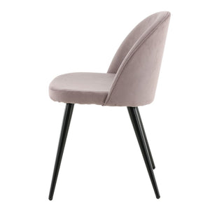 Venture Home Καρέκλες Τραπεζαρίας Velvet 2 τεμ. Μαύρο Κοτλέ/Σκούρο Ροζ