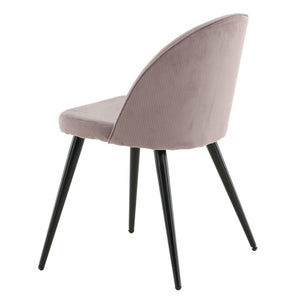 Venture Home Καρέκλες Τραπεζαρίας Velvet 2 τεμ. Μαύρο Κοτλέ/Σκούρο Ροζ