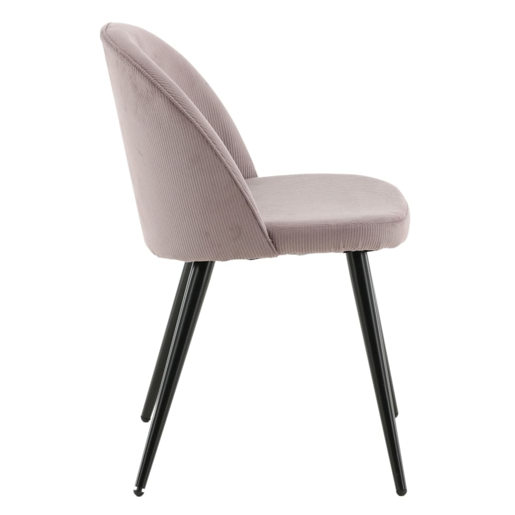 Venture Home Καρέκλες Τραπεζαρίας Velvet 2 τεμ. Μαύρο Κοτλέ/Σκούρο Ροζ