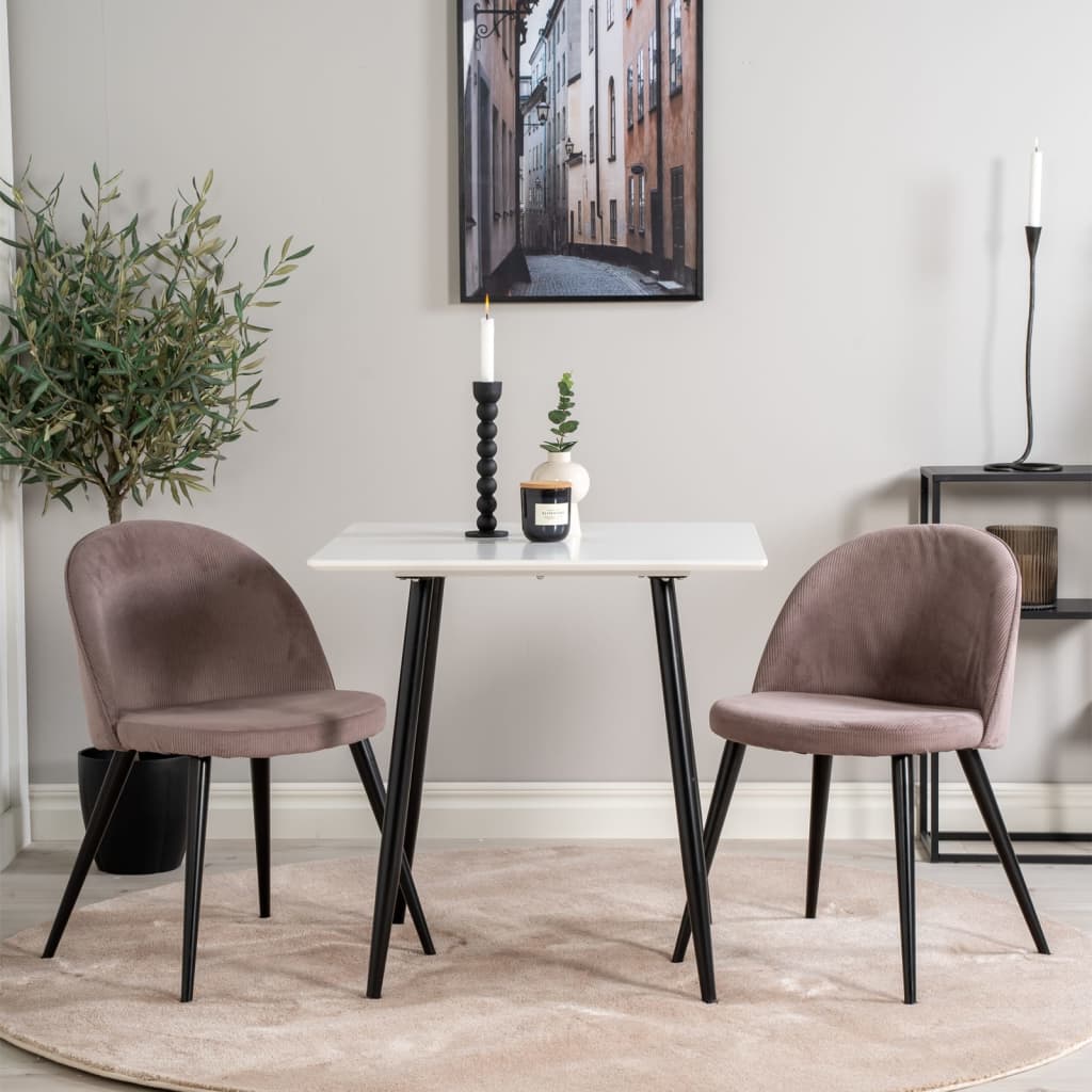 Venture Home Καρέκλες Τραπεζαρίας Velvet 2 τεμ. Μαύρο Κοτλέ/Σκούρο Ροζ