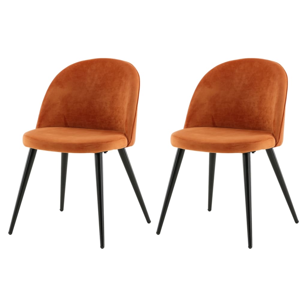 Venture Home Καρέκλες Τραπεζαρίας Velvet 2 τεμ Μαύρο/Πορτοκαλί Βελούδο