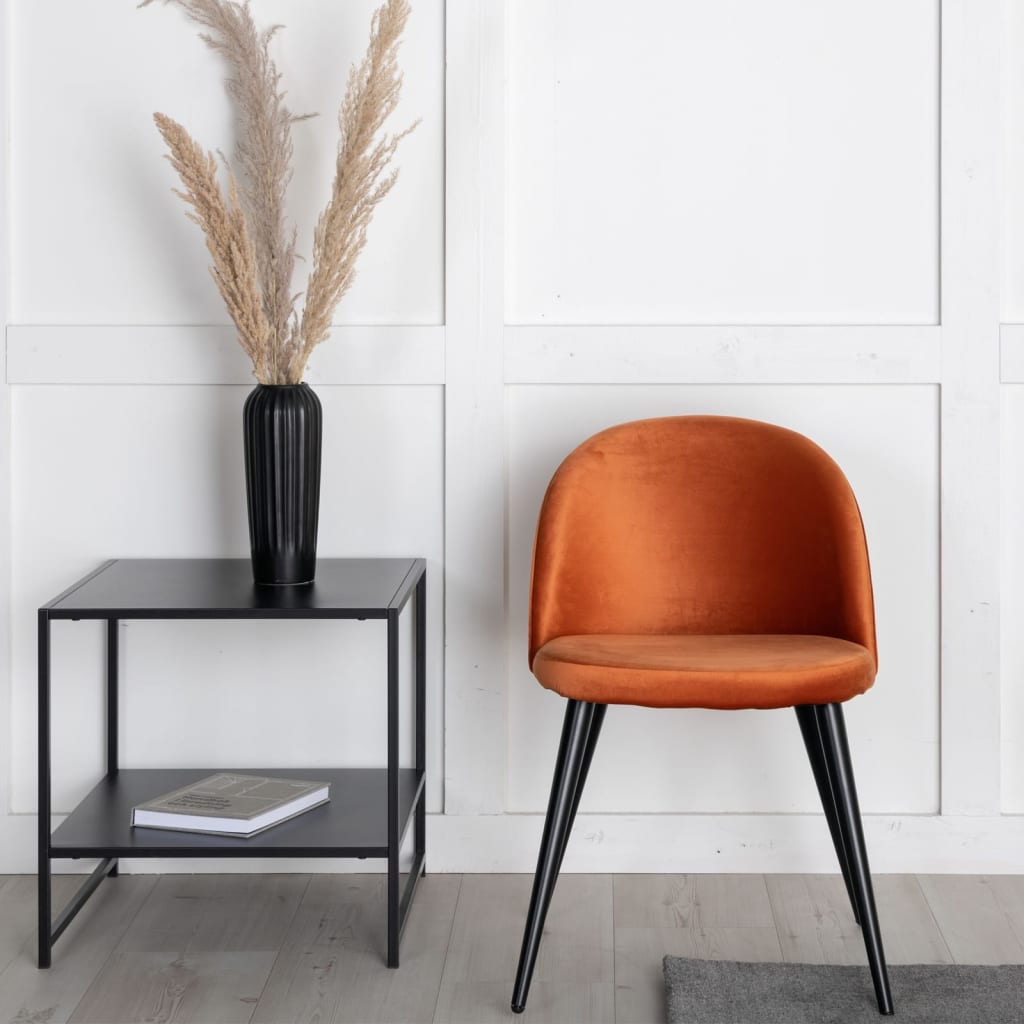 Venture Home Καρέκλες Τραπεζαρίας Velvet 2 τεμ Μαύρο/Πορτοκαλί Βελούδο
