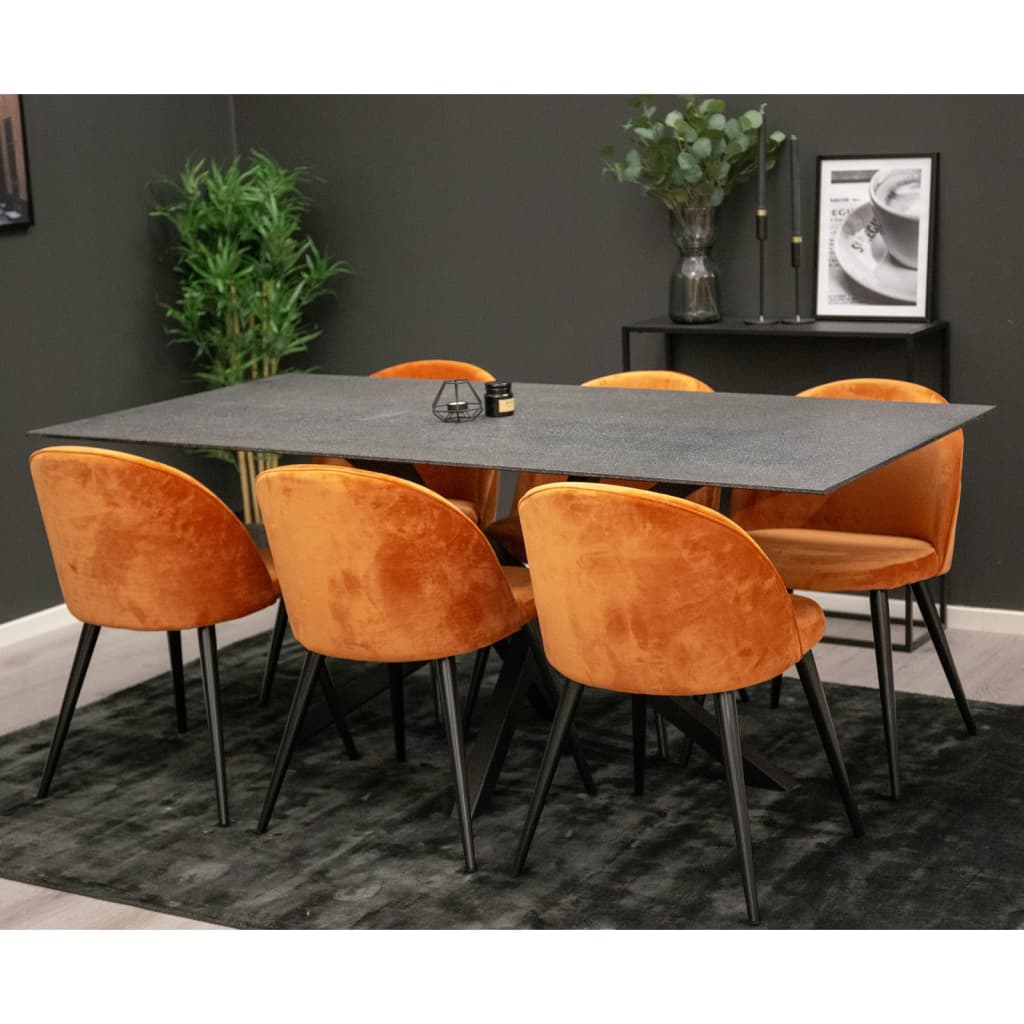 Venture Home Καρέκλες Τραπεζαρίας Velvet 2 τεμ Μαύρο/Πορτοκαλί Βελούδο