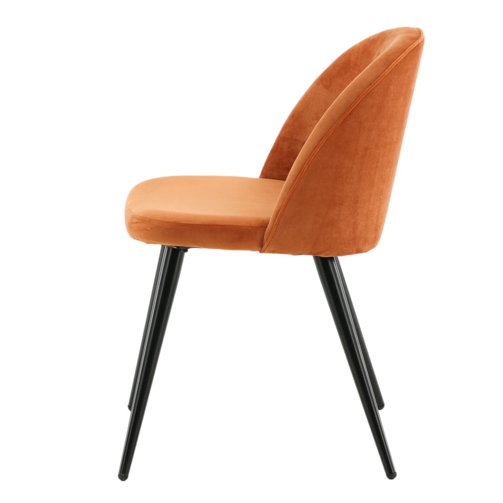 Venture Home Καρέκλες Τραπεζαρίας Velvet 2 τεμ Μαύρο/Πορτοκαλί Βελούδο