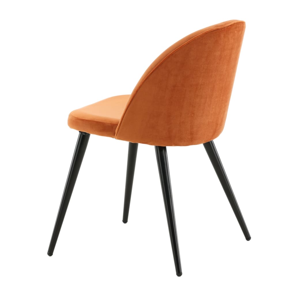 Venture Home Καρέκλες Τραπεζαρίας Velvet 2 τεμ Μαύρο/Πορτοκαλί Βελούδο