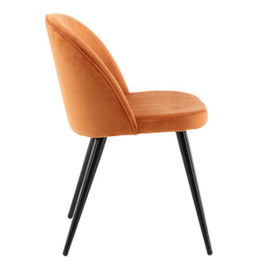 Venture Home Καρέκλες Τραπεζαρίας Velvet 2 τεμ Μαύρο/Πορτοκαλί Βελούδο