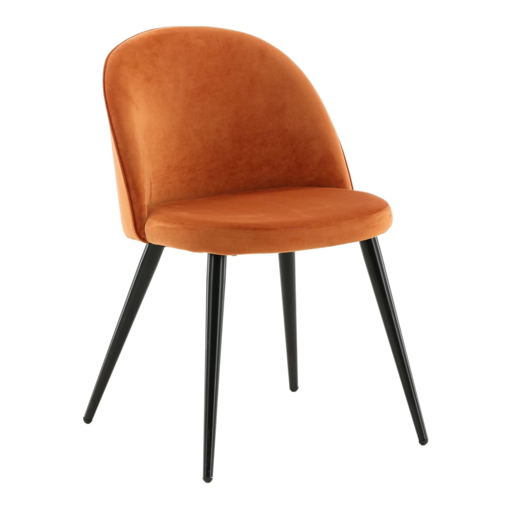 Venture Home Καρέκλες Τραπεζαρίας Velvet 2 τεμ Μαύρο/Πορτοκαλί Βελούδο