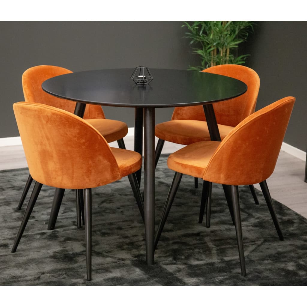 Venture Home Καρέκλες Τραπεζαρίας Velvet 2 τεμ Μαύρο/Πορτοκαλί Βελούδο