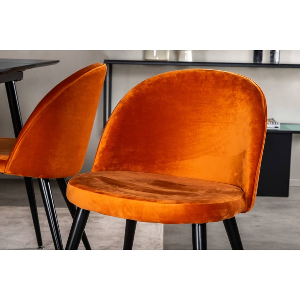 Venture Home Καρέκλες Τραπεζαρίας Velvet 2 τεμ Μαύρο/Πορτοκαλί Βελούδο