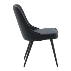 Venture Home Καρέκλες Τραπεζαρίας Velvet Deluxe 2τεμ Μαύρο Πολυεστέρας