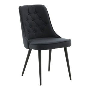 Venture Home Καρέκλες Τραπεζαρίας Velvet Deluxe 2τεμ Μαύρο Πολυεστέρας
