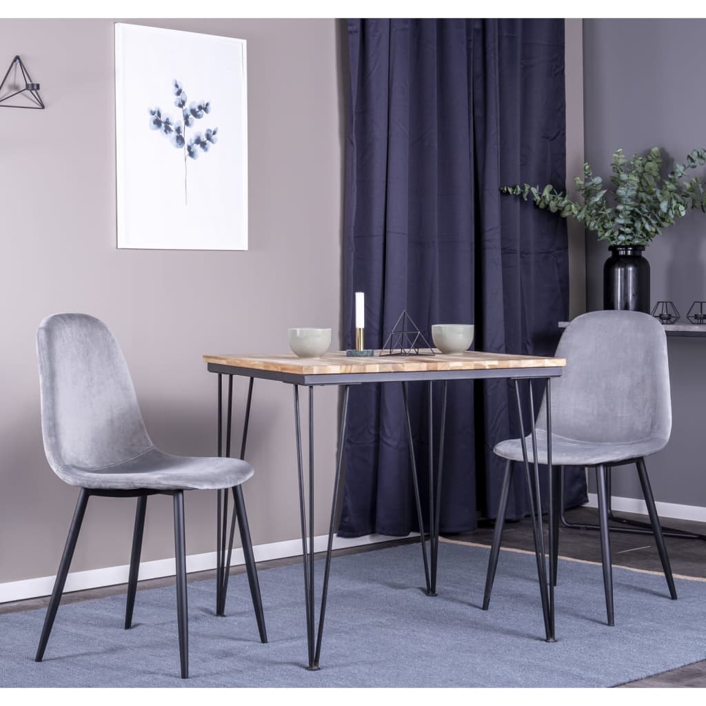 Venture Home Καρέκλες Τραπεζαρίας Polar 2 Τεμ. Γκρι & Μαύρο Βελούδινες - Pakobazaar