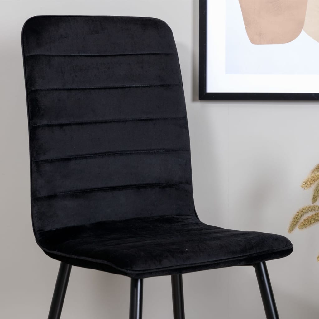 Venture Home Καρέκλες Τραπεζαρίας Windu 2 τεμ. Μαύρες Βελούδινες - Pakobazaar
