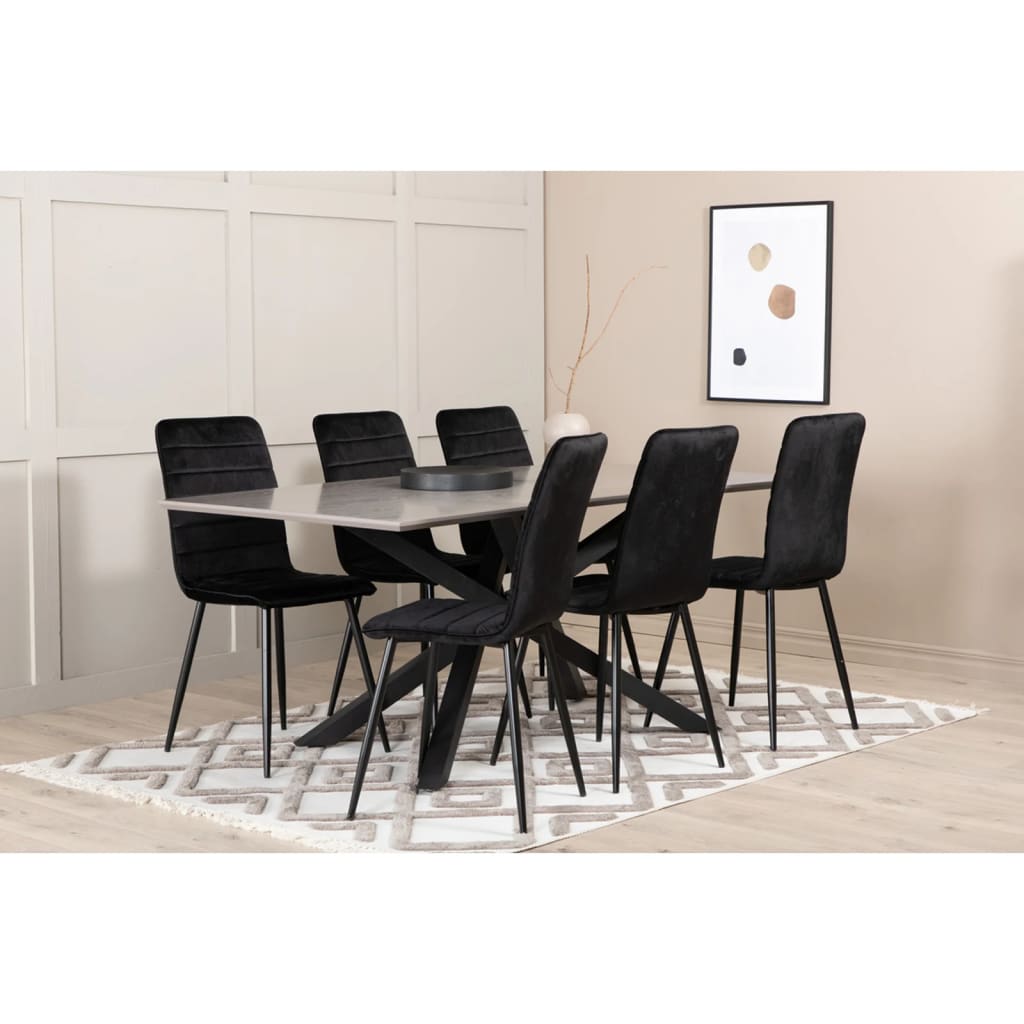 Venture Home Καρέκλες Τραπεζαρίας Windu 2 τεμ. Μαύρες Βελούδινες - Pakobazaar