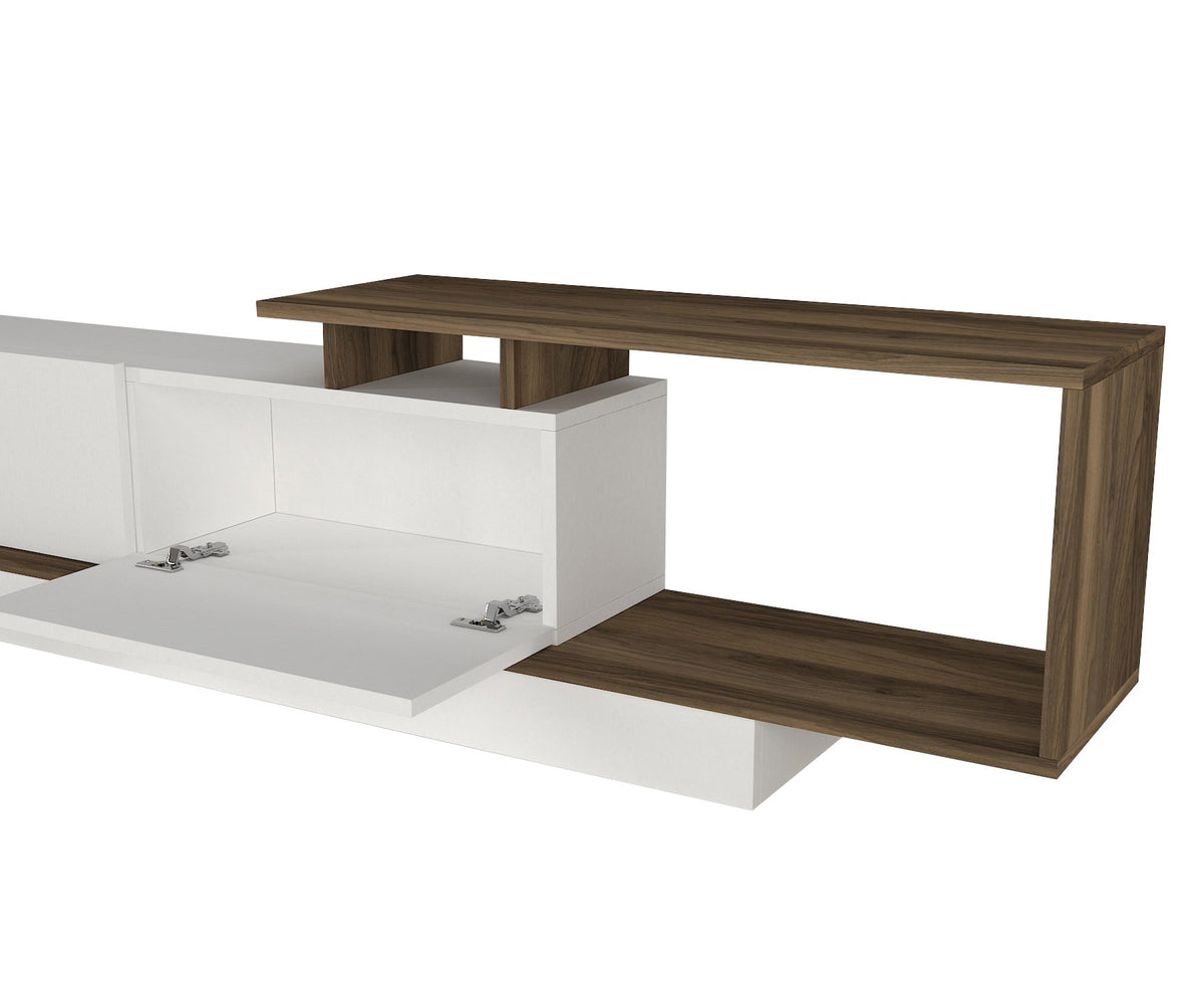 Σύνθεση Τηλεόρασης Ikaria Λευκό - Καρυδί 180x29.6x45 εκ. Μελαμίνης