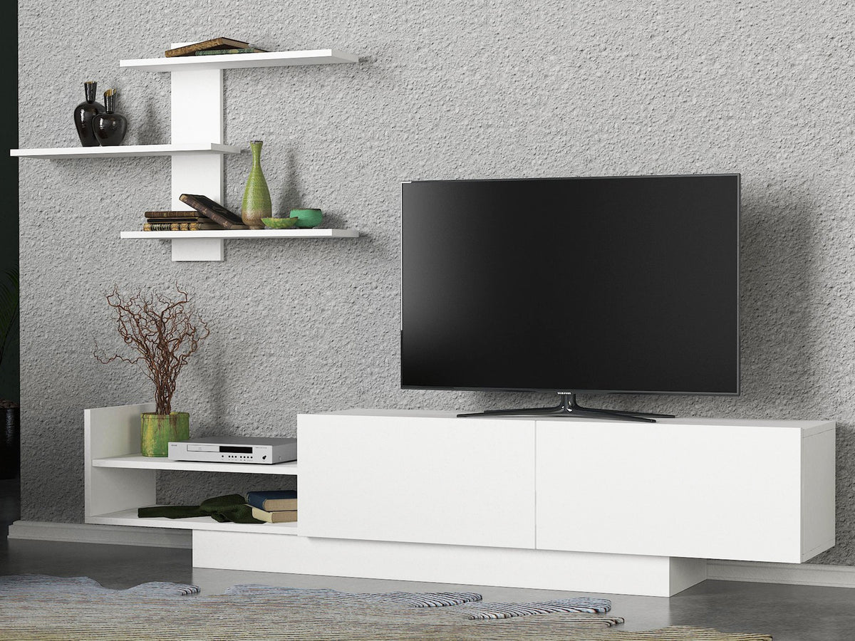 Σύνθεση Τηλεόρασης Giona Λευκό 180x31.8x40 εκ. Μελαμίνης
