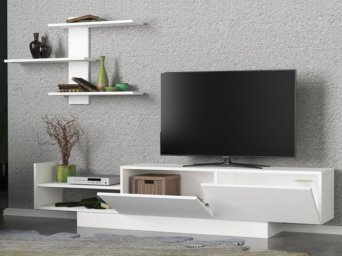 Σύνθεση Τηλεόρασης Giona Λευκό 180x31.8x40 εκ. Μελαμίνης