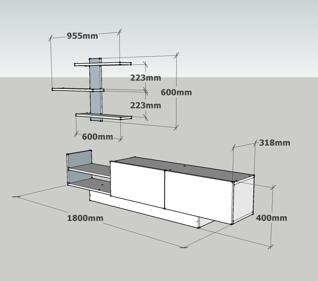 Σύνθεση Τηλεόρασης Giona Λευκό 180x31.8x40 εκ. Μελαμίνης