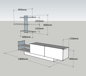 Σύνθεση Τηλεόρασης Giona Λευκό 180x31.8x40 εκ. Μελαμίνης
