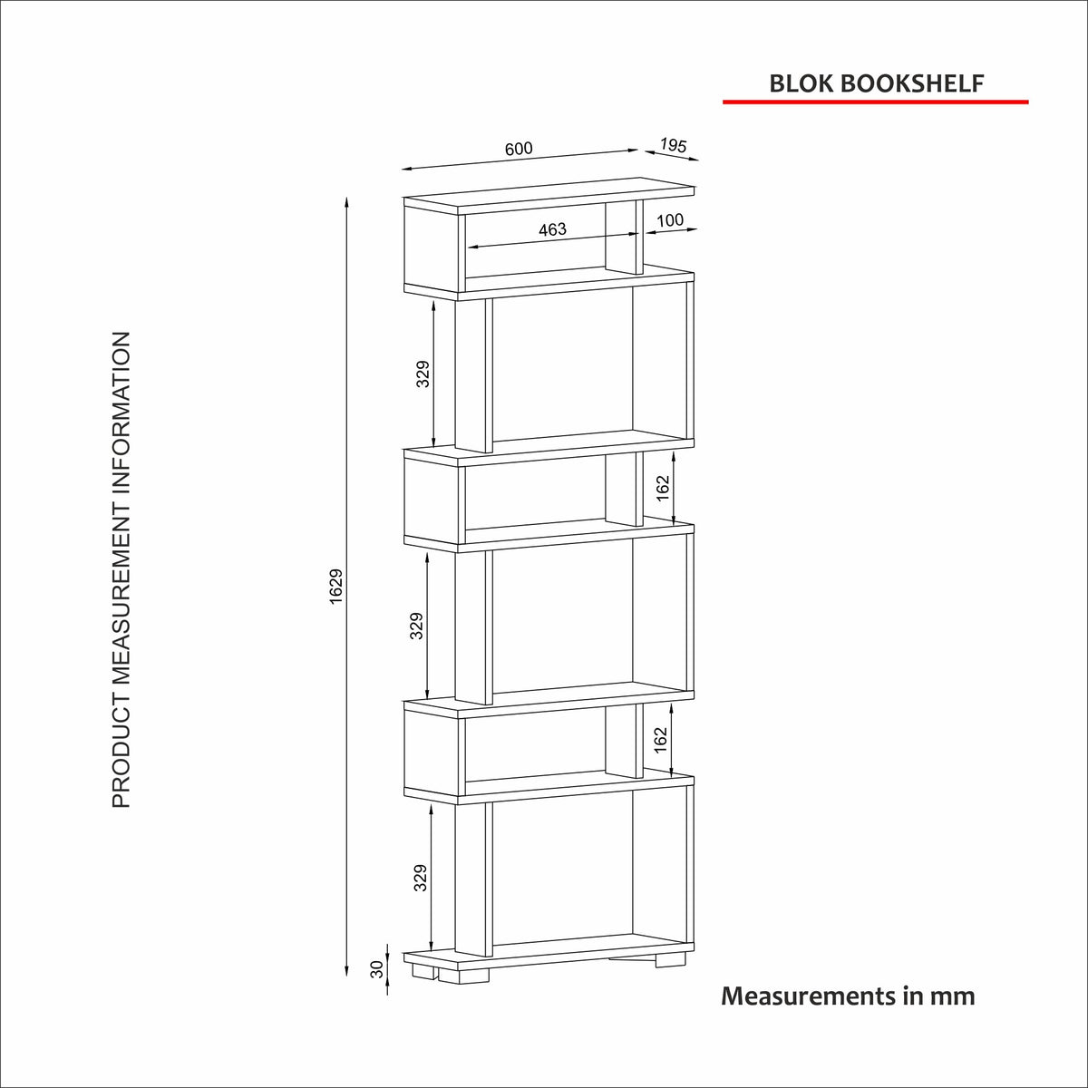 Βιβλιοθήκη Valtos Λευκό 60x19.5x165 εκ. Μελαμίνης
