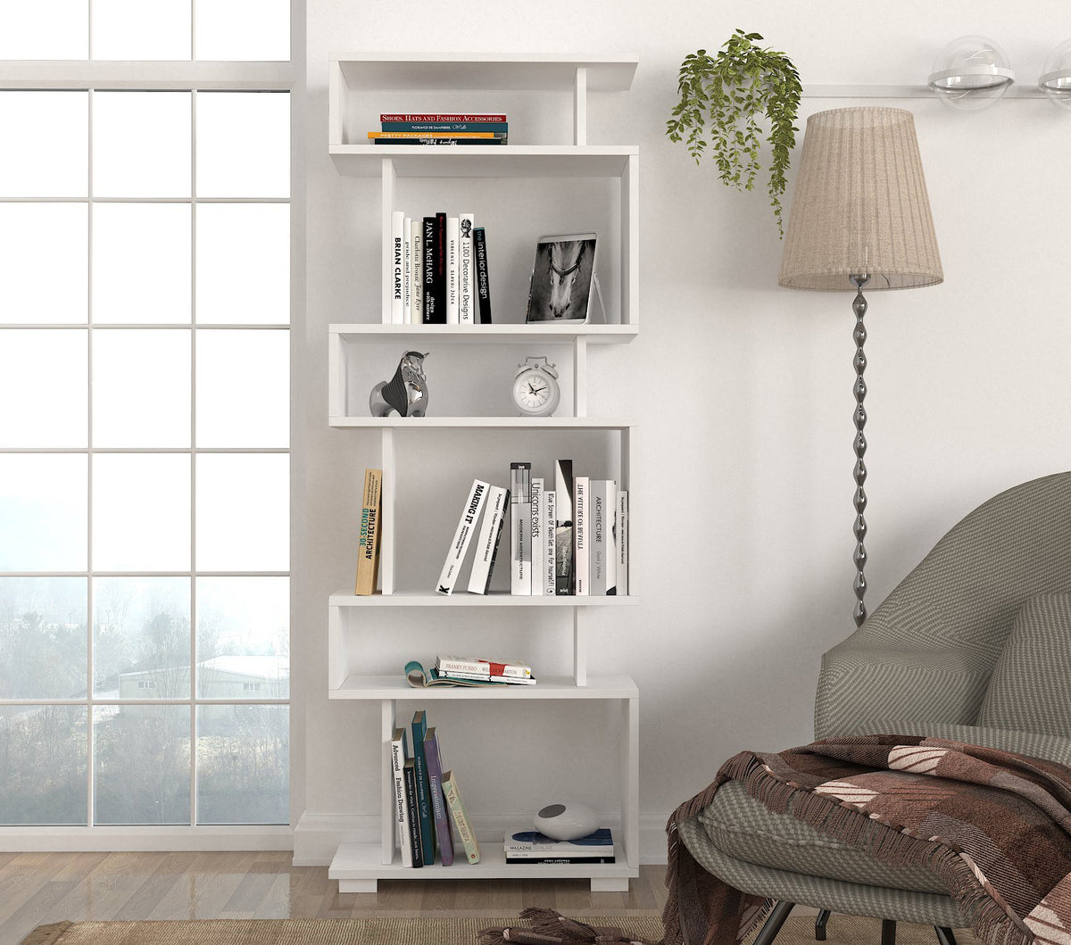 Βιβλιοθήκη Valtos Λευκό 60x19.5x165 εκ. Μελαμίνης