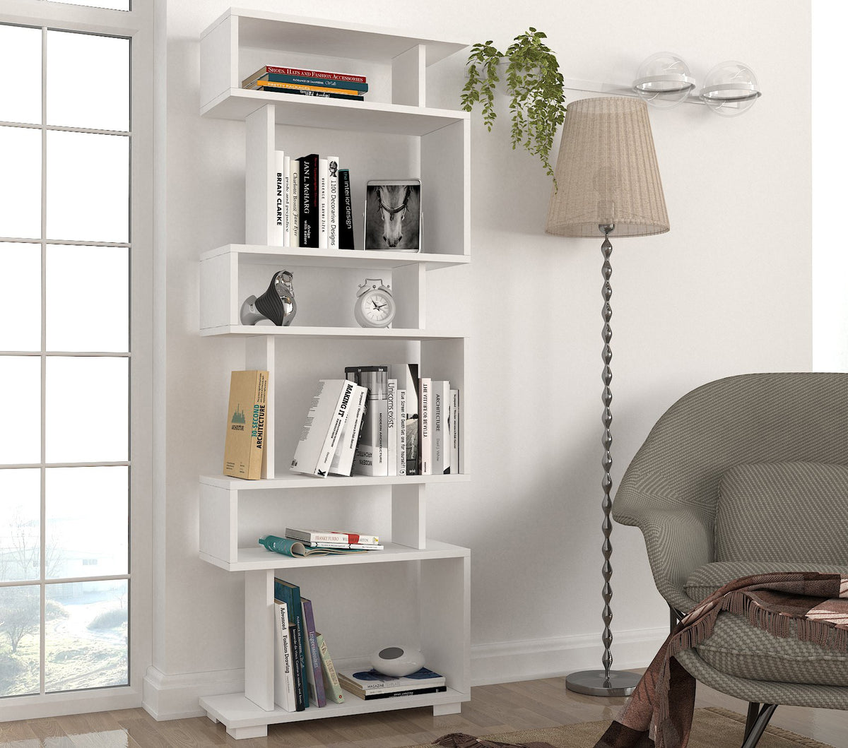 Βιβλιοθήκη Valtos Λευκό 60x19.5x165 εκ. Μελαμίνης