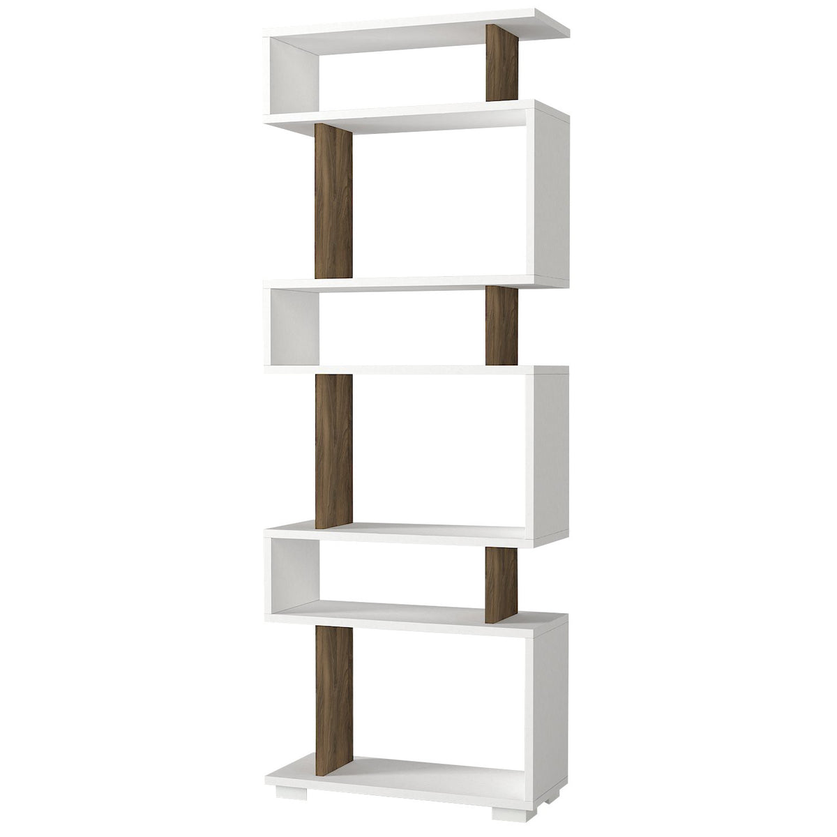 Βιβλιοθήκη Valtos Λευκό - Καρυδί 60x19.5x165 εκ. Μελαμίνης