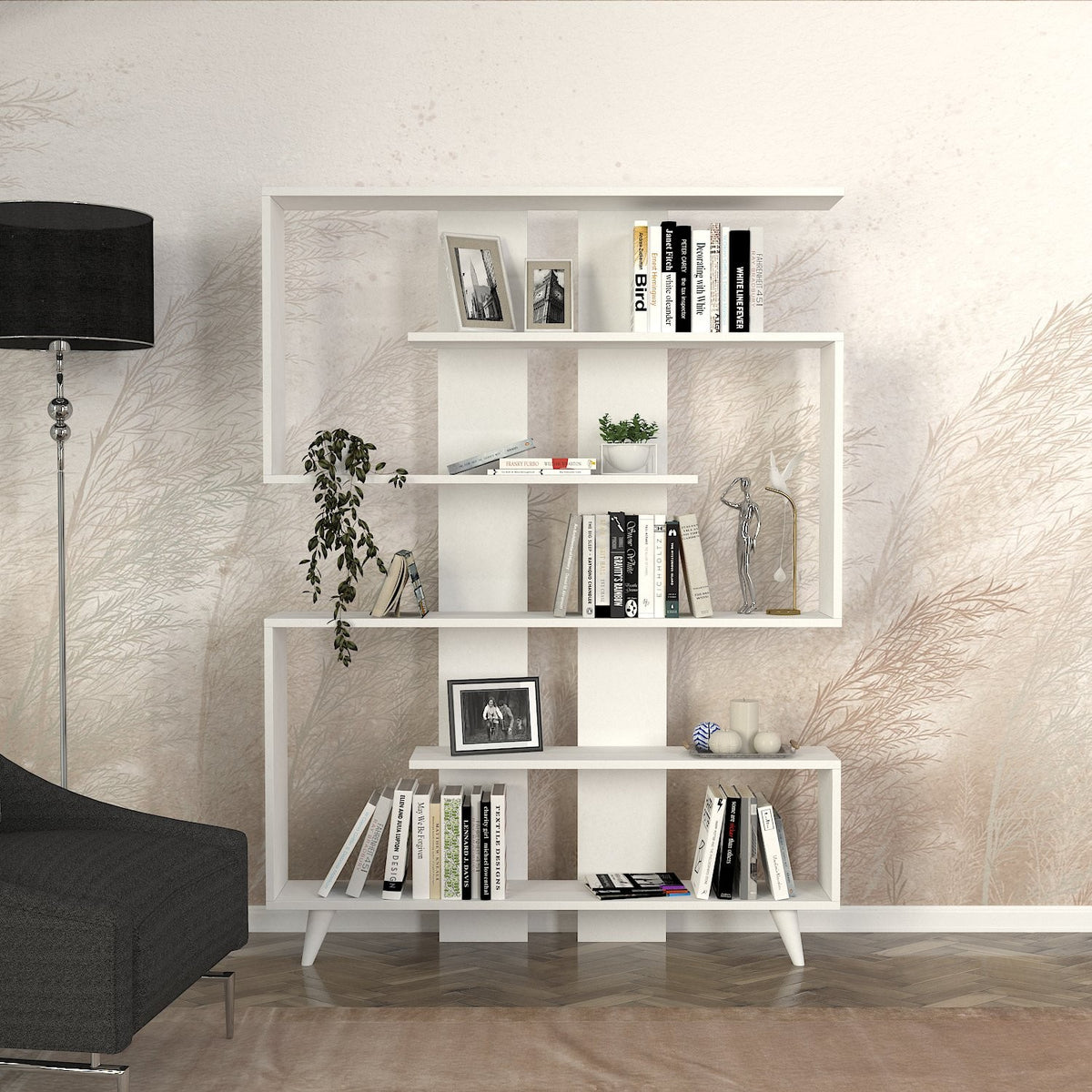 Βιβλιοθήκη Askos Λευκό 120x20x162 εκ. Μελαμίνης