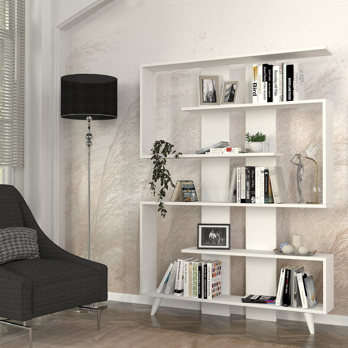 Βιβλιοθήκη Askos Λευκό 120x20x162 εκ. Μελαμίνης