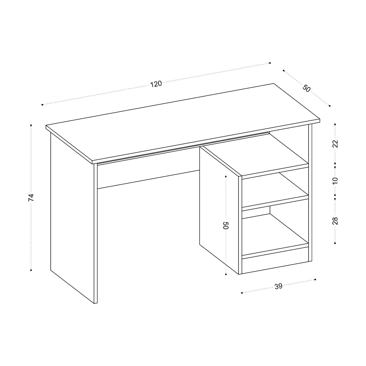 Γραφείο Kitros Λευκό 120x50x74 εκ. Μελαμίνης