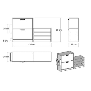 Παπουτσοθήκη Mirties Λευκό 130x31x80 εκ. Μελαμίνης