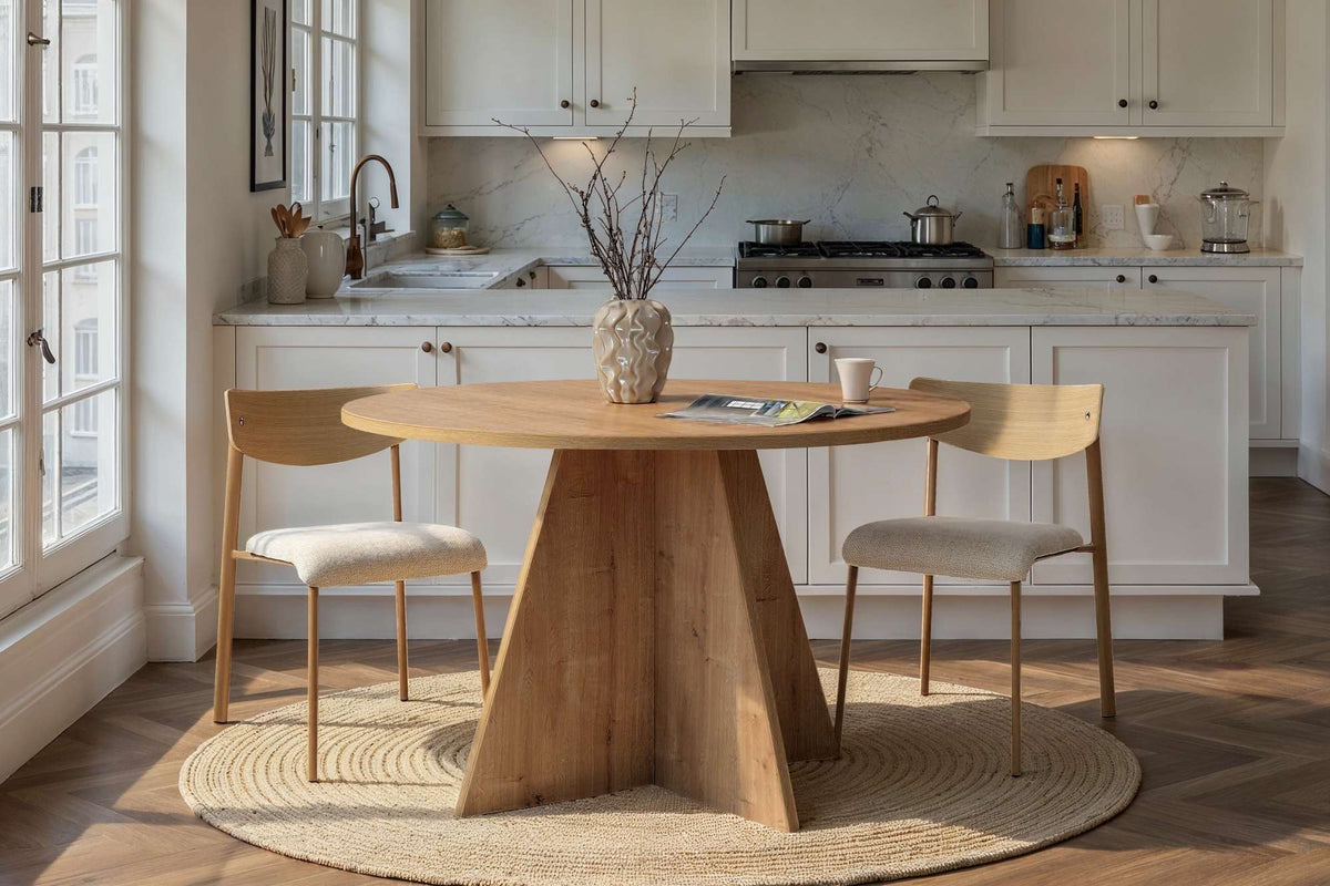 Τραπέζι Τραπεζαρίας Nisyros Δρυς Sapphire 120x120x75 εκ. Μελαμίνης