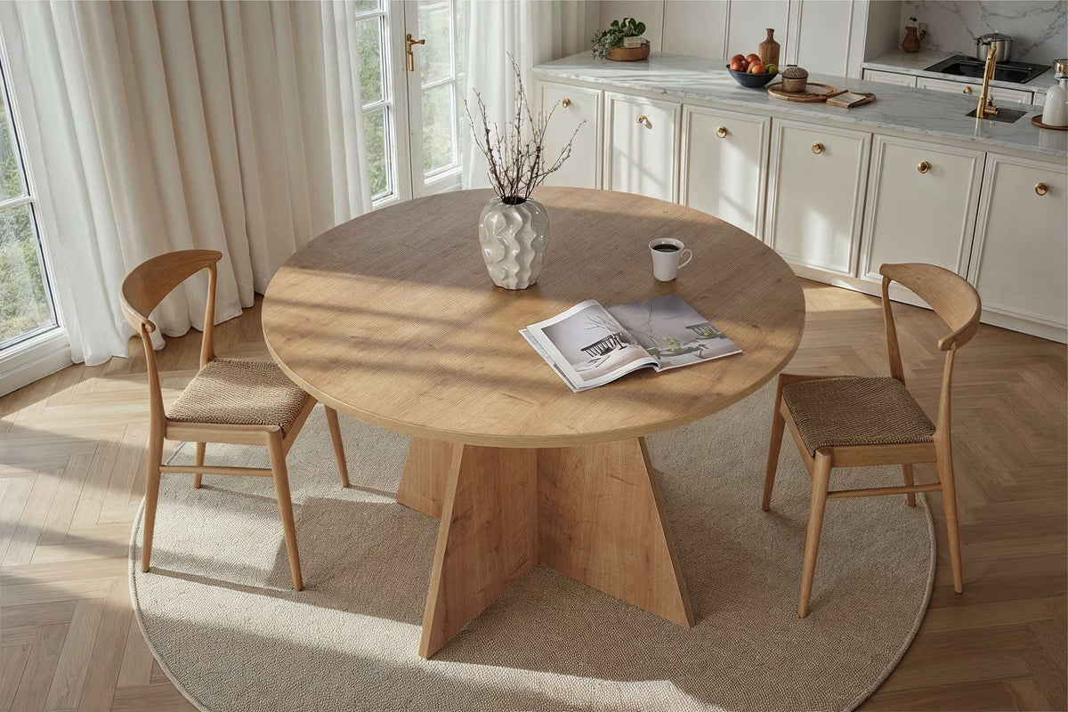 Τραπέζι Τραπεζαρίας Nisyros Δρυς Sapphire 120x120x75 εκ. Μελαμίνης