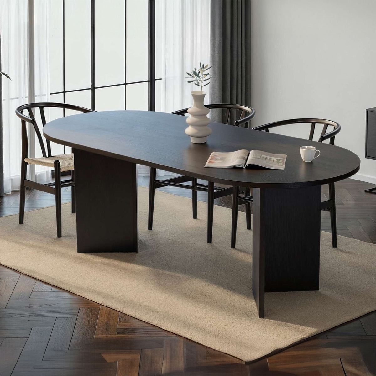 Τραπέζι Τραπεζαρίας Pserimos Μαύρο Ξύλο 200x90x75 εκ. Μελαμίνης