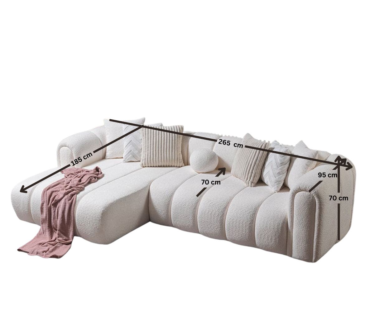 Γωνιακός Καναπές Parapola Αριστερή Γωνία Λευκό 185x95x70 εκ.