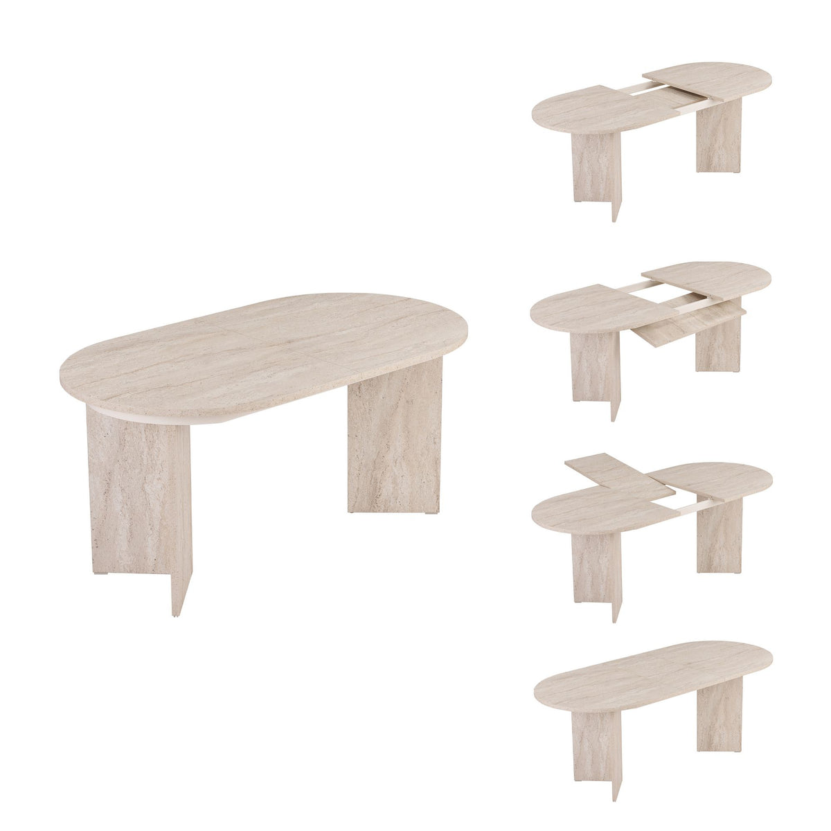 Τραπέζι Τραπεζαρίας Malona Επεκτεινόμενο Travertine 160x90x75 εκ. Μελαμίνης