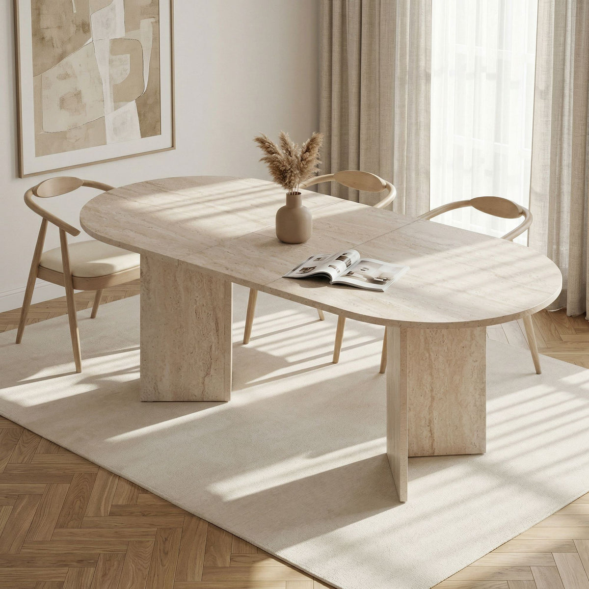 Τραπέζι Τραπεζαρίας Malona Επεκτεινόμενο Travertine 160x90x75 εκ. Μελαμίνης