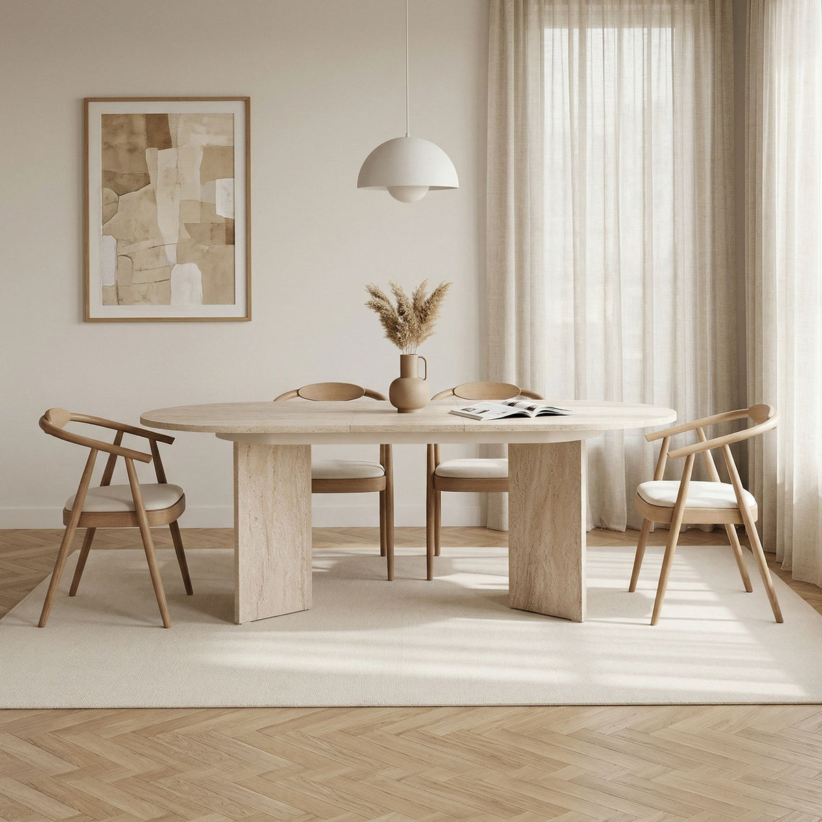Τραπέζι Τραπεζαρίας Malona Επεκτεινόμενο Travertine 160x90x75 εκ. Μελαμίνης