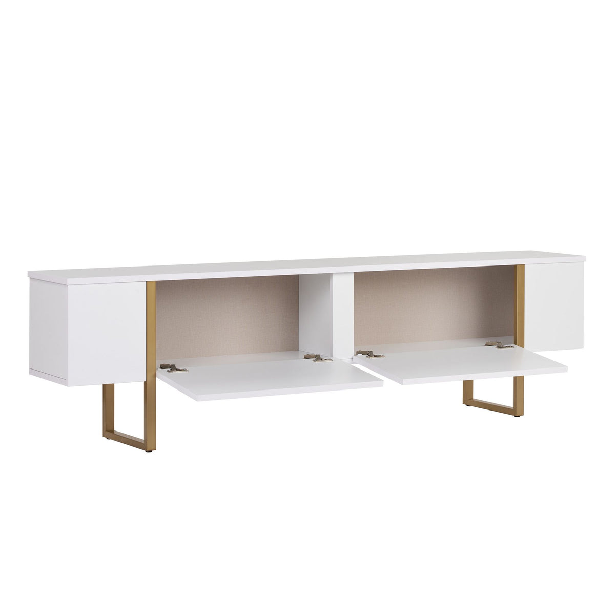 Έπιπλο Τηλεόρασης Seralia Λευκό - Χρυσό 180x30x50 εκ. Μελαμίνης - Pakobazaar