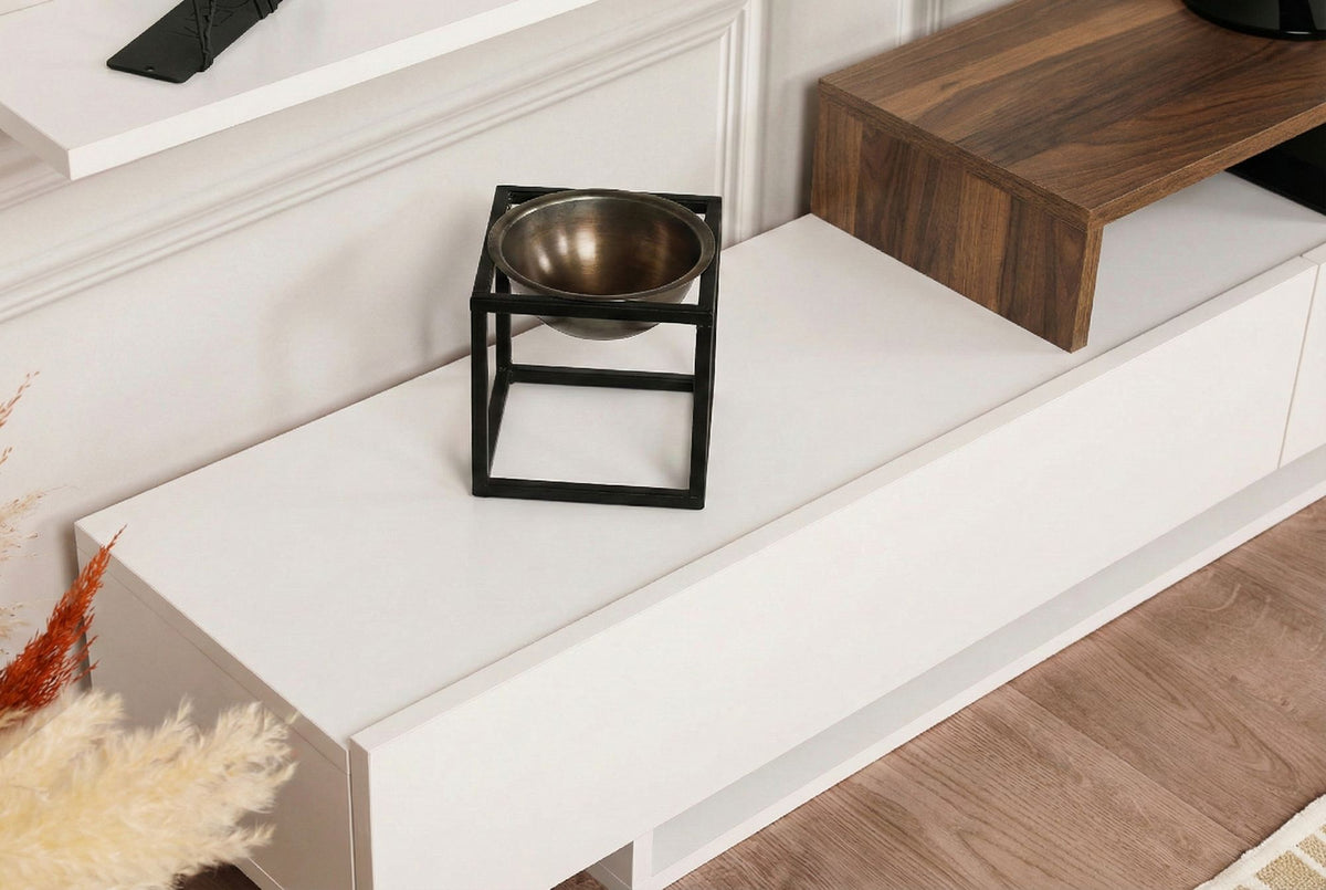 Σύνθεση Τηλεόρασης Papafragas Λευκό - Teak 180x29.5x41.7 εκ. Μελαμίνης